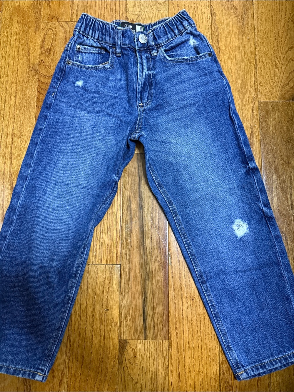 Zara Kids Blue Distressed Elastic Waist Jeans